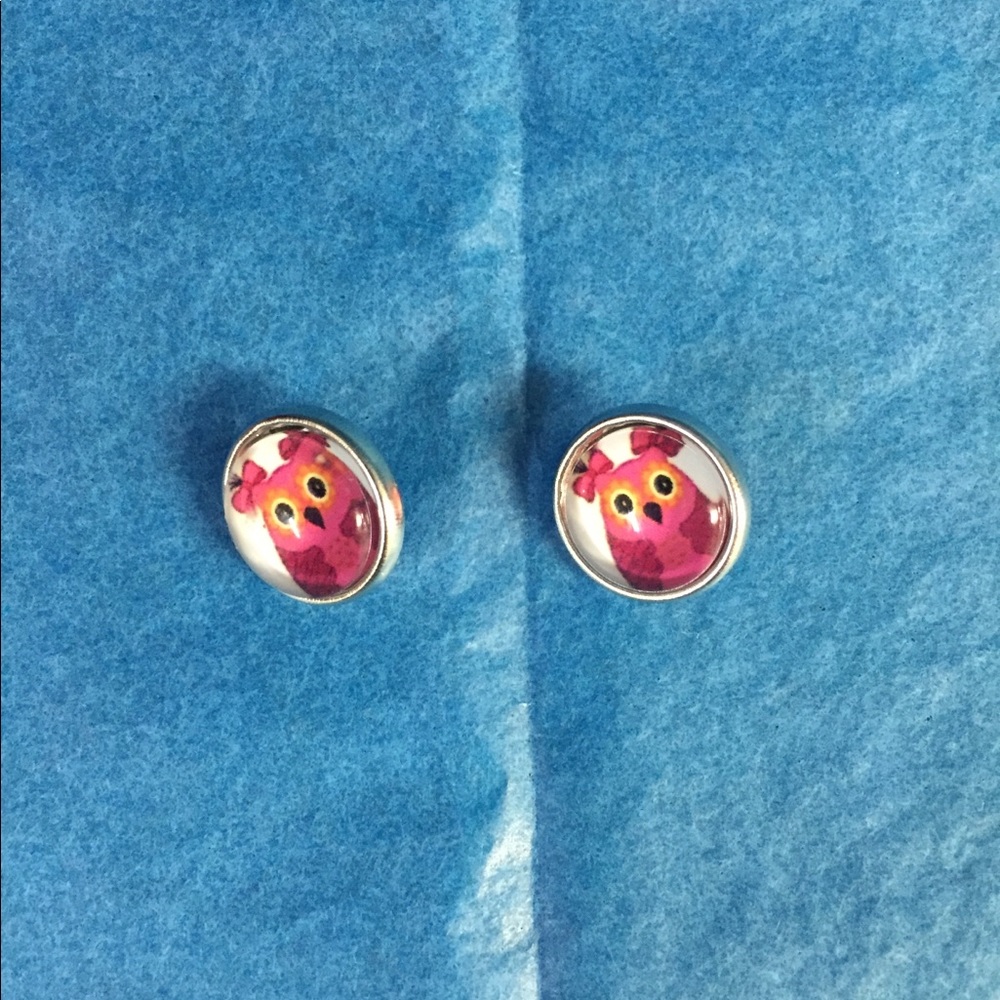 Adorable pair of pink owl 12 mm snap buttons